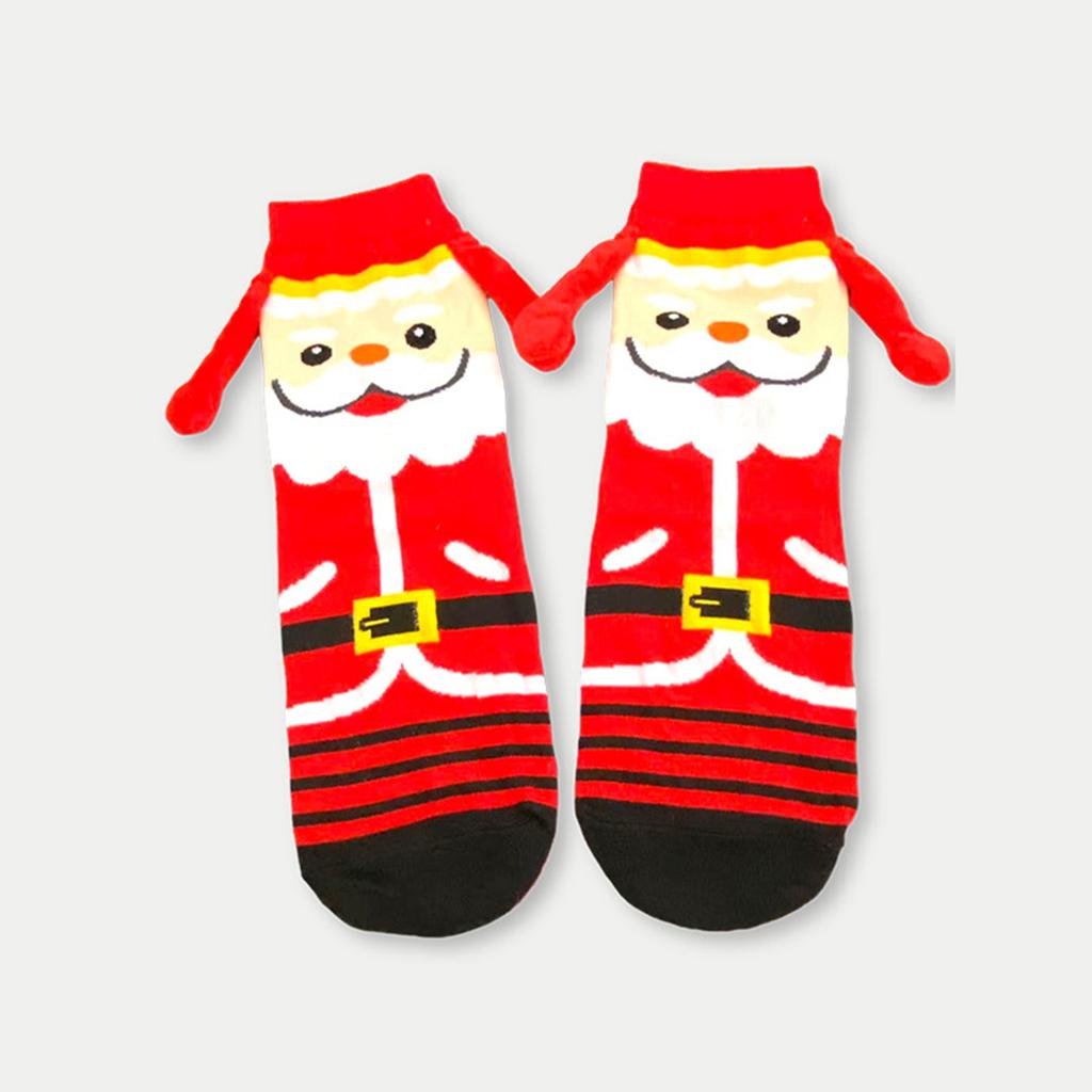 Ladies' Magnetic Hand In Hand Socks, Mid Tube Socks, Trendy Cartoon Christmas Socks