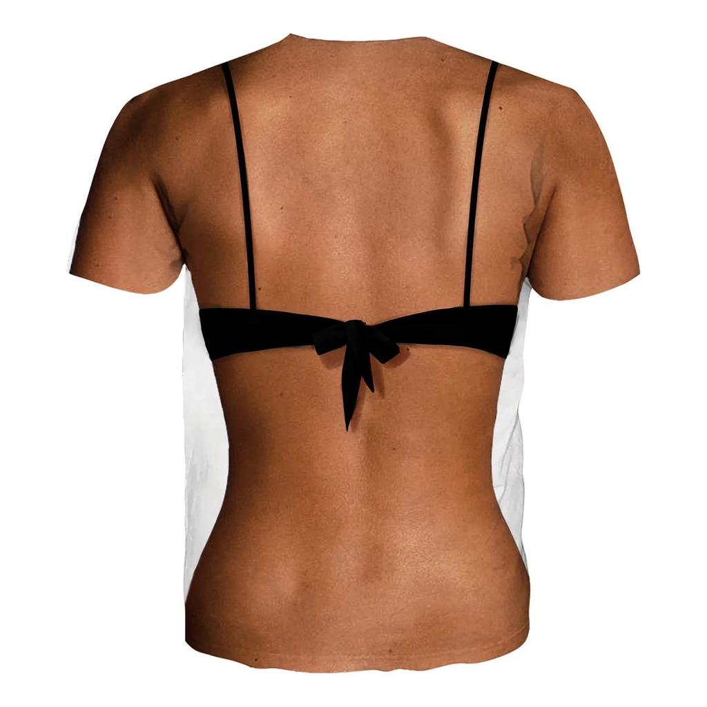 Summer Beach Creative Must-have Outfit Top Tee Personalized Realistic Bikini Pattern T-shirt
