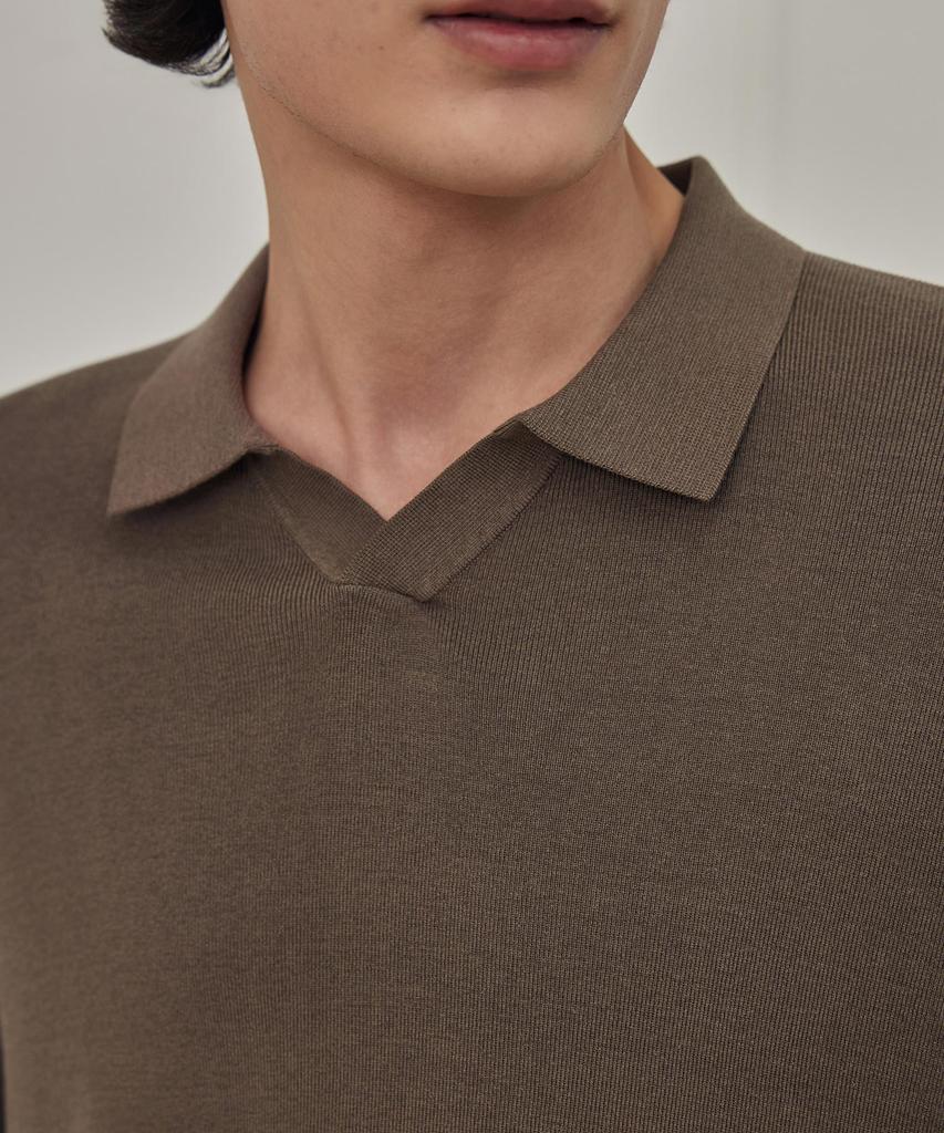 THEKNITCOMPANY Reese'S Silk Polo Shirt - Morel Khaki