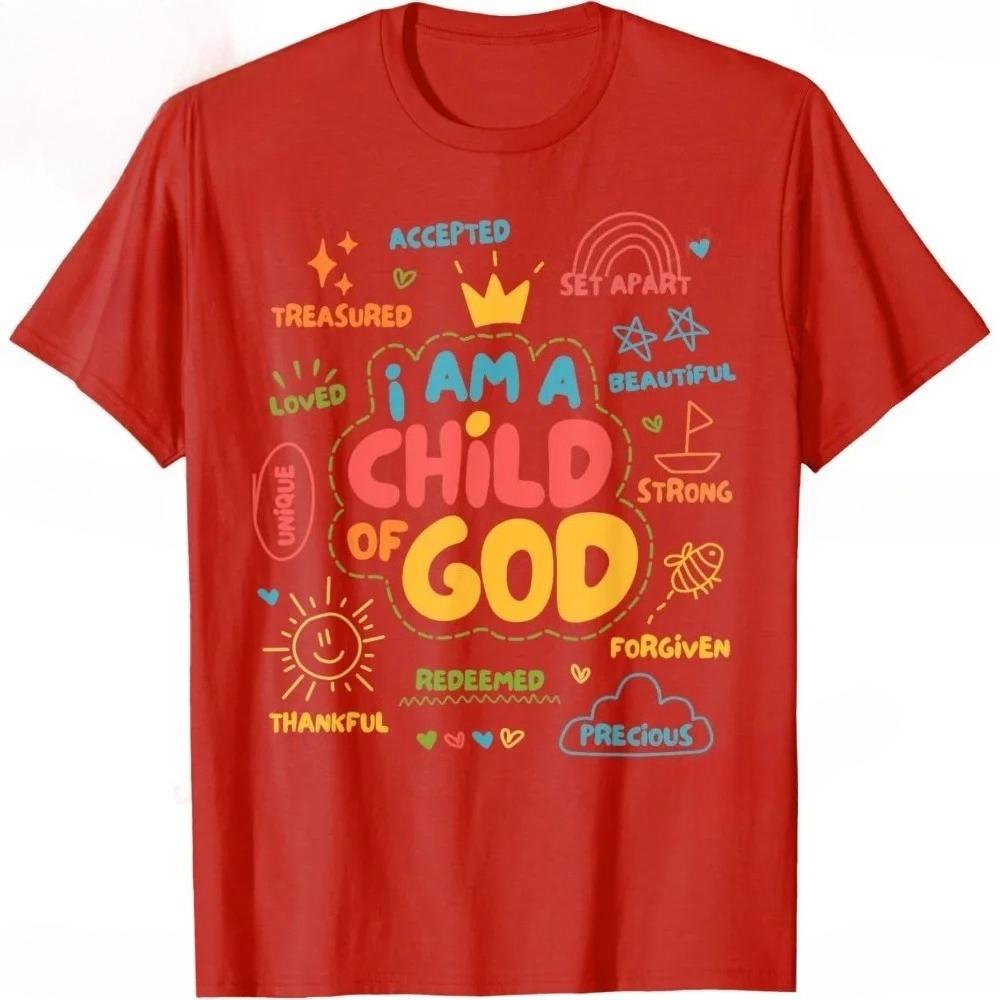 I Am A Child Of God Christian Retro Tshirt Faith Jesus Gifts Tee Tops Christianity Unisex Unisex Summer Crewneck Short Slevee