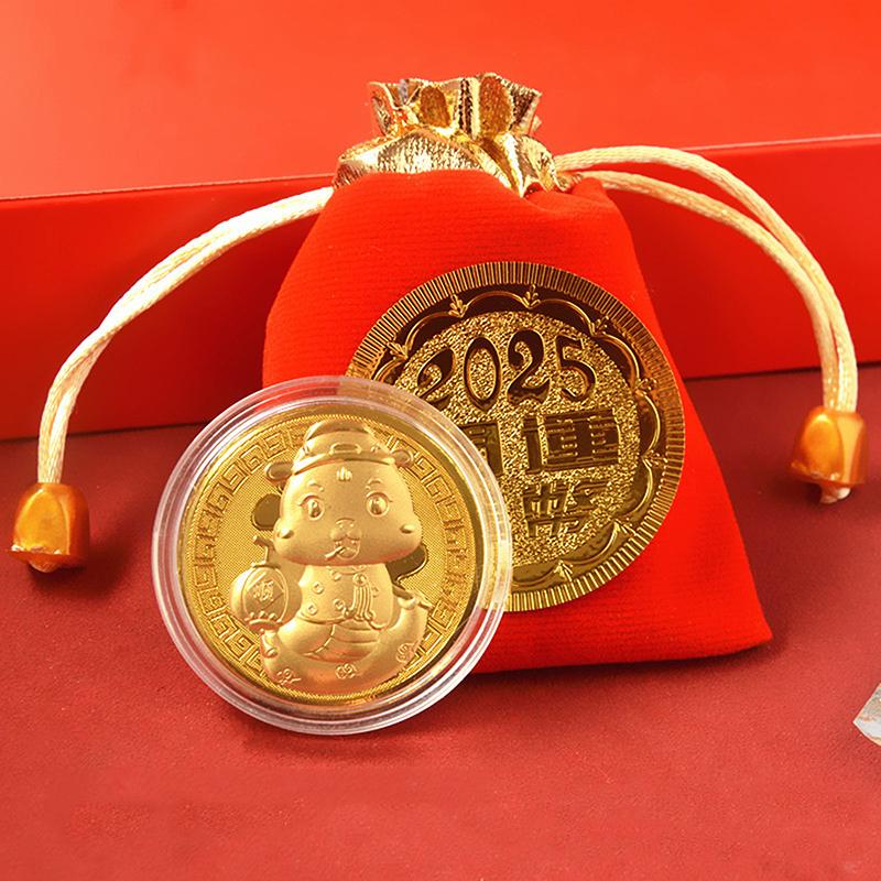 2025 Jahr der Schlange Glücksgoldmünze Gedenkmünzen Chinesisches Sternzeichen Abzeichen Sammlerstücke Gedenkmünzen