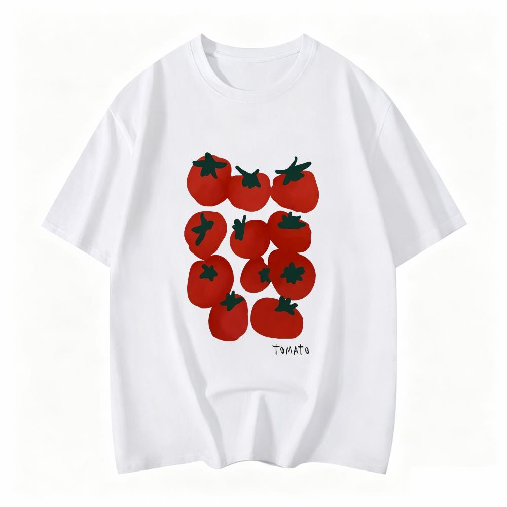 Y2k Harajuku Styles Aesthetic Tomato Printed Tshirt Girl Summer Vintage Short Sleeve Graphic Cute Unisexs Summer Clothing