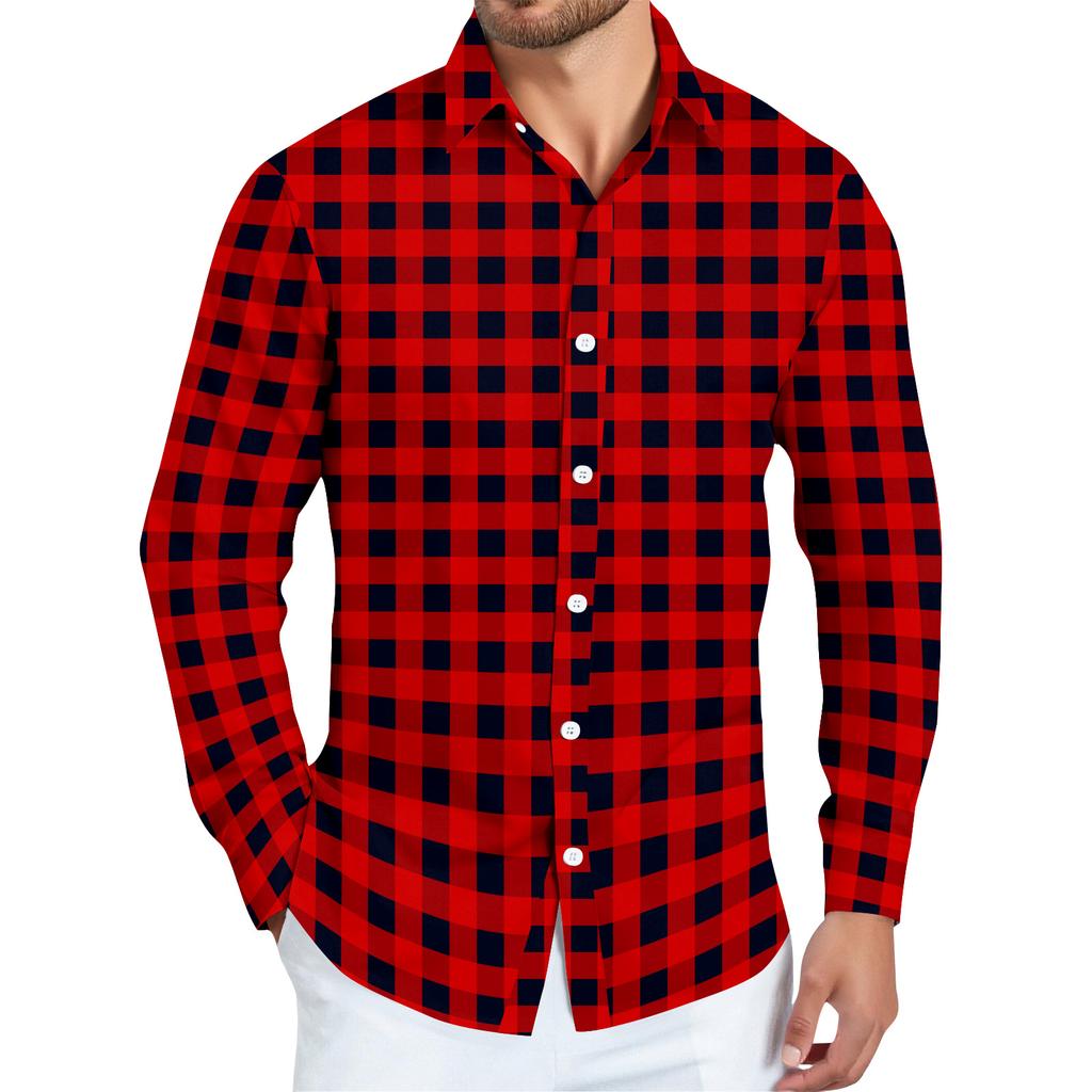 Men's Striped Print Long Sleeve Button-up Shirt