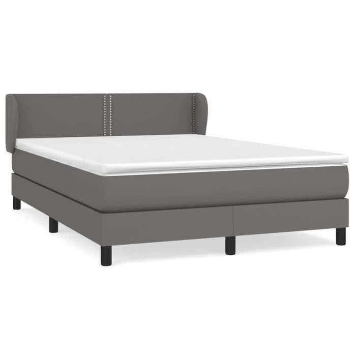 3127257 vidaXL Bed with Box Spring and Mattress Grey 140x200 Cm Faux Leather