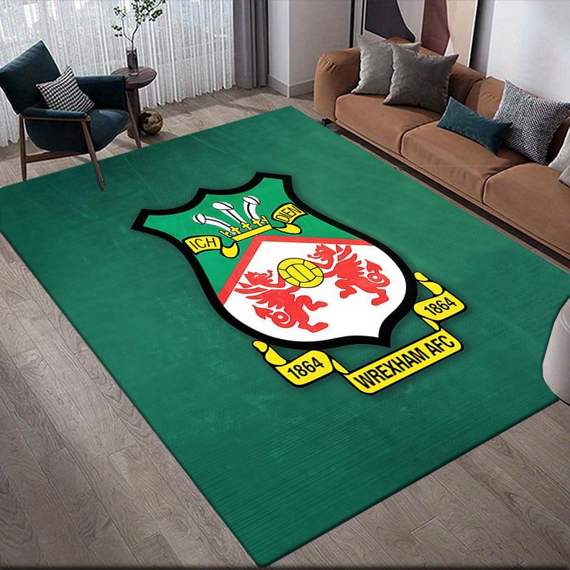 Wrexham AFC Flannel Pattern Square Carpet,Area Rug,Carpet Rug for Living Room Bedroom Sofa Playroom Decor,Non-slip Floor Mat