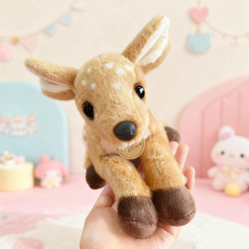 Simulation Lying Posture Deer Plush Doll Lovely Fluffy Tawn Cartoon Stuffed Animal Toy Gifts For Girl