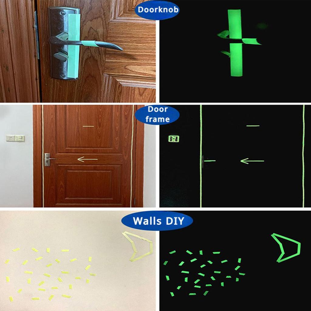 1 Roll Fluorescent Self-Adhesive Glow-In-The-Dark Tape Light Strip Fire Channel Stage Decoration Safety Exit Warning Stickers