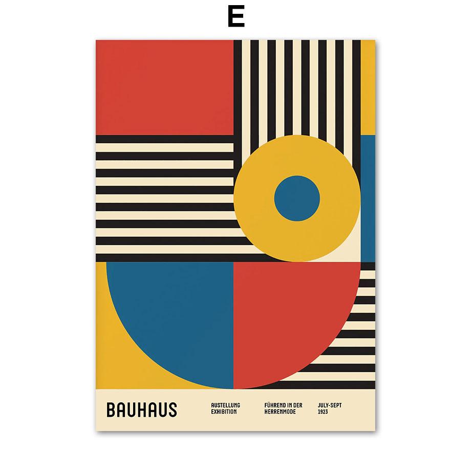 Bauhaus Linie Farbblock Geometrische Wandkunst Poster und Drucke Abstraktes Leinwandgemälde Hotel Bar Bilder für Wohnzimmerdekor