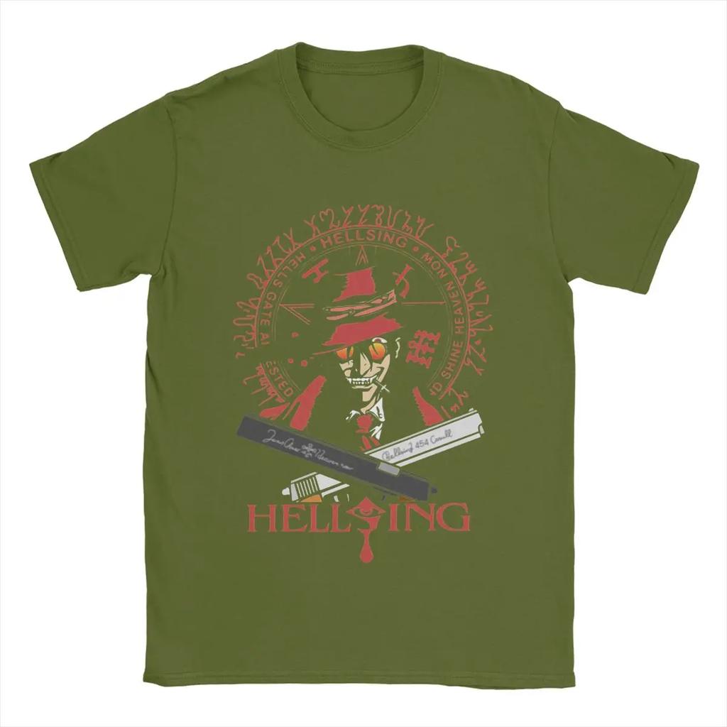 Hellsing Manga T Shirts for 100% Cotton Funny T-Shirts Crewneck Anime Tees Short Sleeve Clothing Arrival