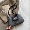 Trendy Retro Women Tote Bag Bow Design Polka Dot Stripe Pattern Crossbody Bag Large Capacity Shoulder Bag
