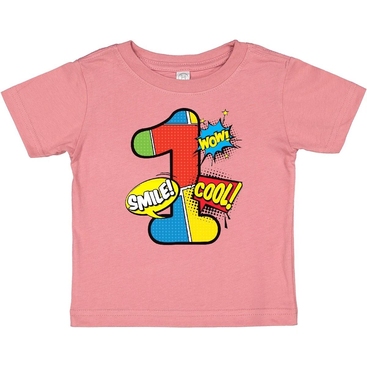Inktastic 1st Birthday Superhero Baby T-Shirt Comic Book First Boy Infant Tees 110
