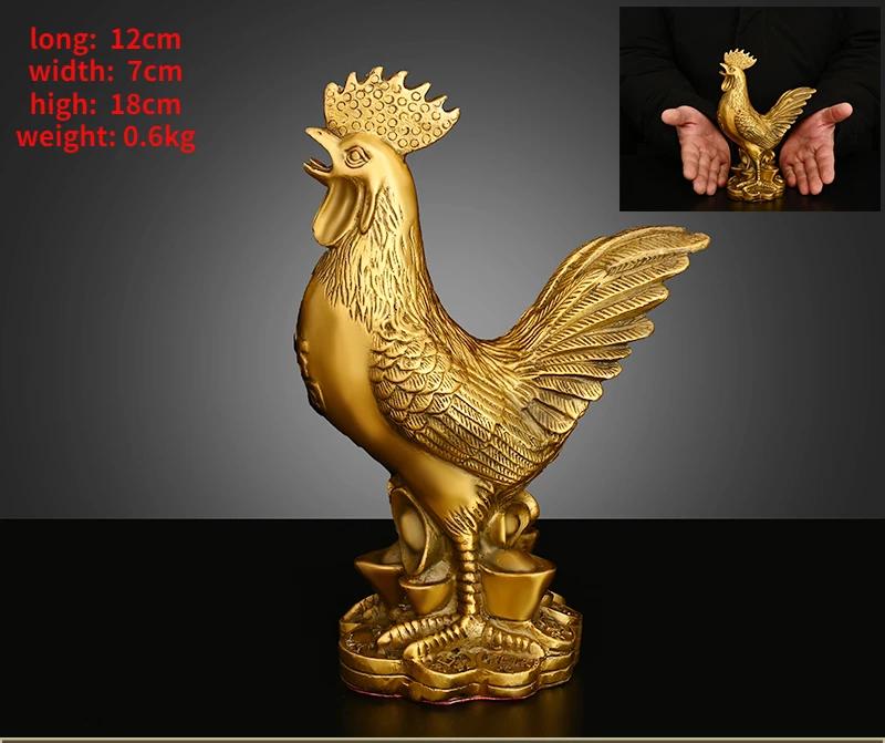 Copper Rooster Ornament Fortune Animal Chicken Money Yuanbao Home Entryway Desktop Decor Sculptures