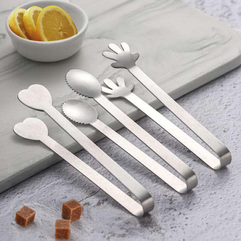 Stainless Steel Mini Food Clips For Sugar Cubes Ice Cube Tweezers Cute Baking Pastry Cake Decoration Candy Dessert Clips