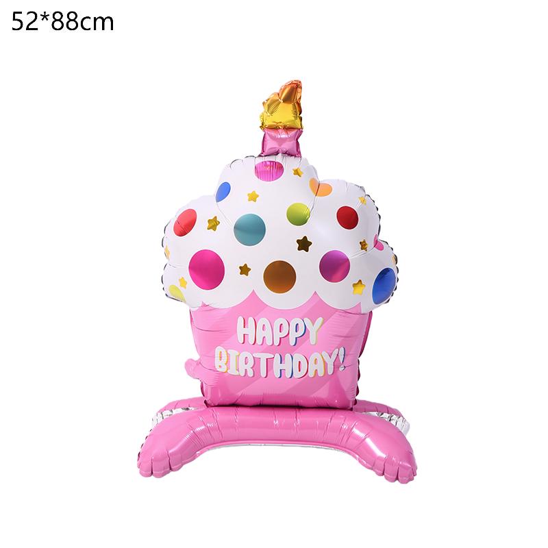 Fødselsdagskage Ballon med Fod Stående Folieballon Sød Kageballon Børn Dreng Pige Fødselsdagsfest Dekoration Forsyninger Baby Shower