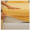 Solid Color Plaid Washed Cotton Fitted Sheet Bed Mattress Cover Soft Breathable Bedclothes Bed Cover No Pillowcase