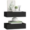 Vidaxl Półki Ścienne Z Szufladą, 2 Szt., Czarne, 40X23,5X10 Cm, Mdf