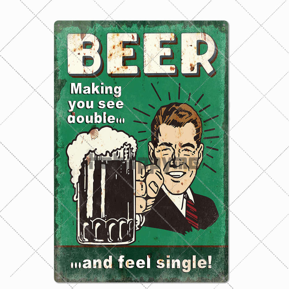 Beer Vintage Metal Tin Signs Bar Poster Pub Club Cafe Wall Decoration Retro Plaque Home Decor 20*30cm