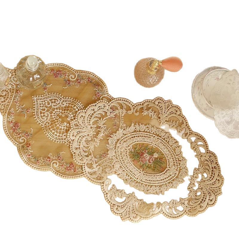 European Retro French Lace Embroidered Table Mat and Coaster Set - Home & Photo Decor