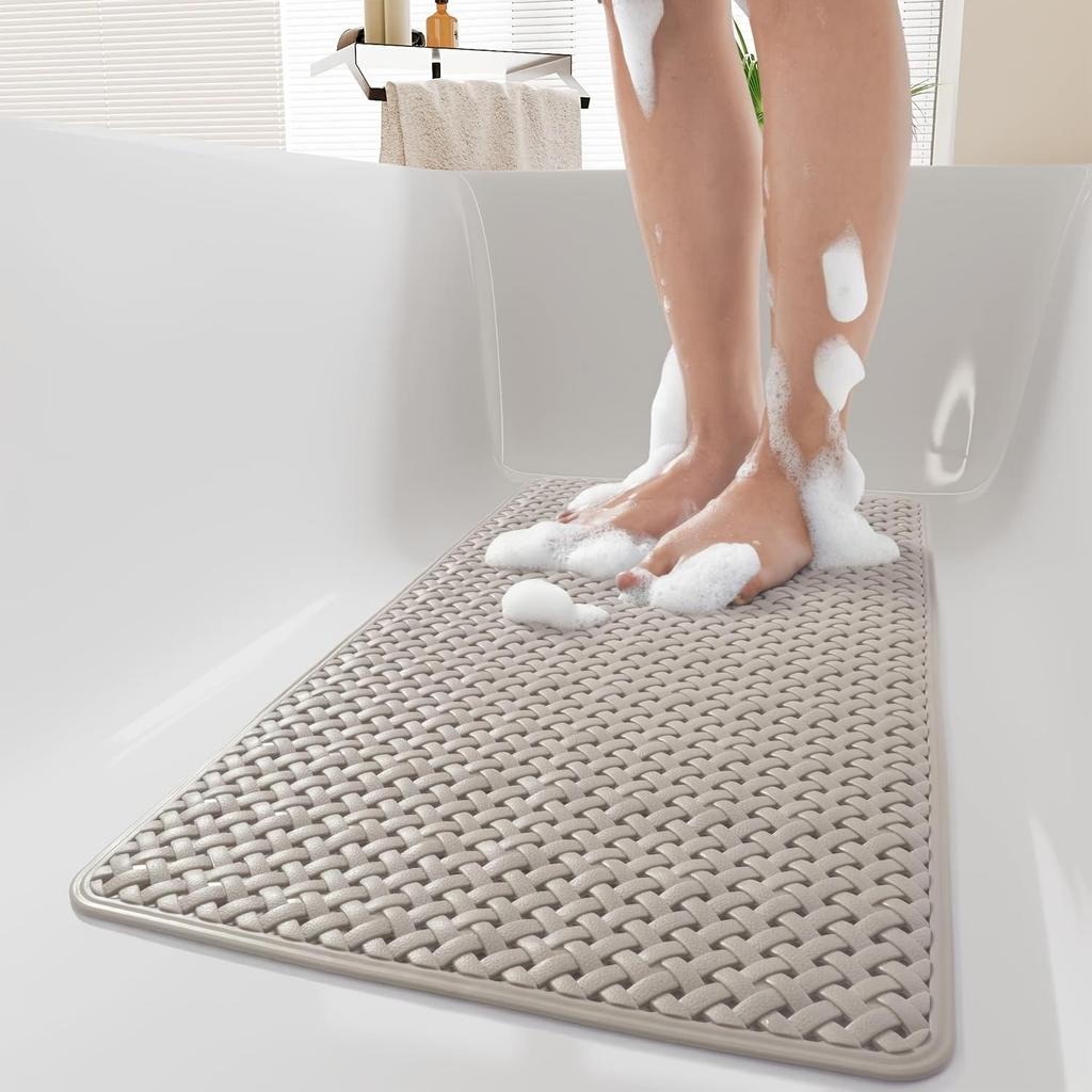 1pc Bathtub Mat, Non Slip with Suction Cups and Drain Holes, Machine Washable Shower Mat, Anti-Slip Bath Mat for Bathroom Bathtub