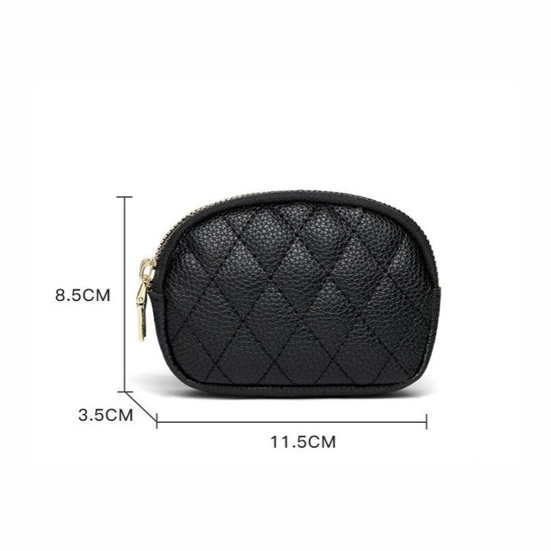Portable Double Layer Coin Purse Water Resistant PU Leather Zipper Mini Card Holder for Women Daily Use