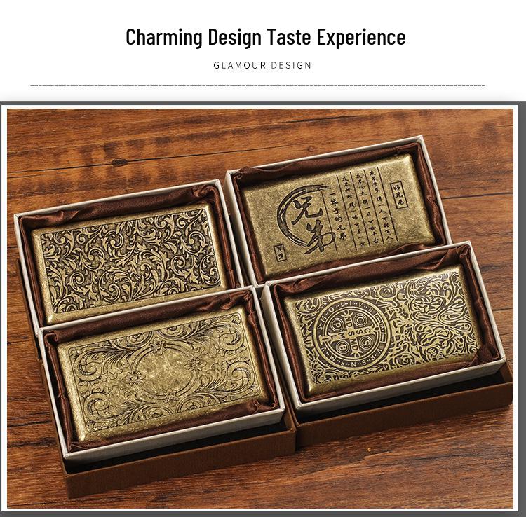 Retro Bronze Slim Cigarette Case for Men & Women - Holds 20
