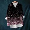 Women's Loose Ruffled Retro Floral Print Stand Collar Long Sleeve Cotton And Linen Top