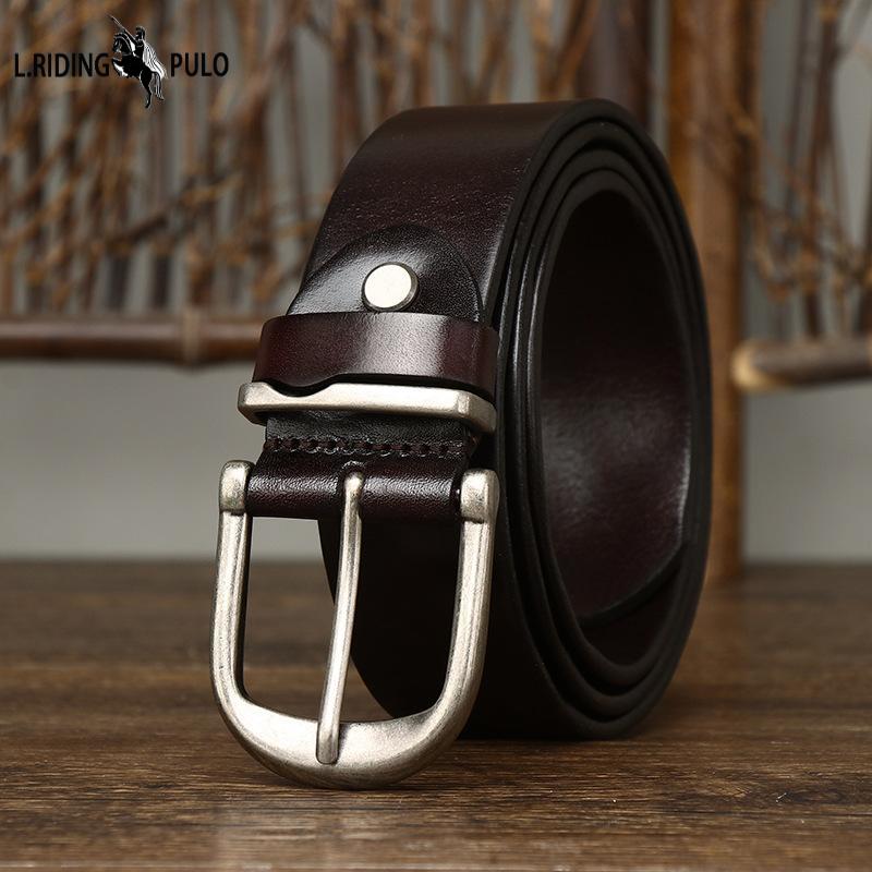 Pásek Pánská kožená spona z hověziny Hovězí kůže Trendy Džíny korejského stylu Nový ležérní skládaný pásek pro mladé muže