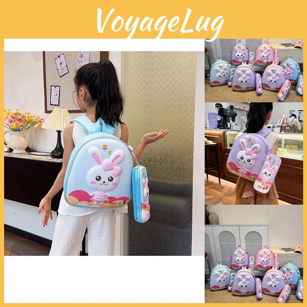 Lightweight Breathable Kids Backpack With Charming Bunny Pencil Case For School Use