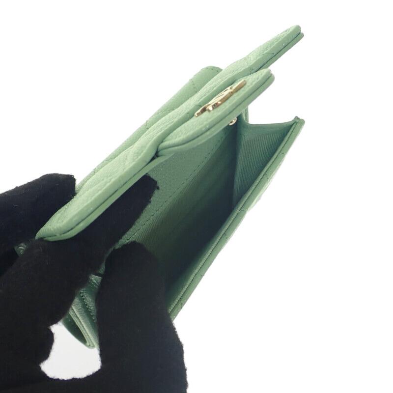Chanel AP0230 Tri-fold Wallet Green Women