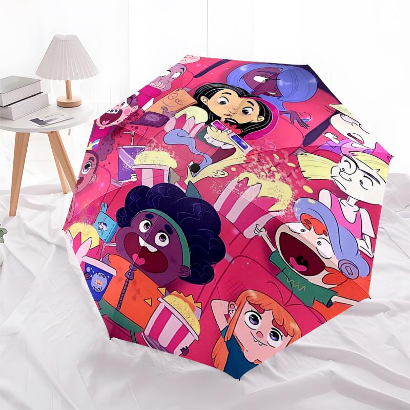 1pc Adventure Time Outdoor Umbrella - Automatic Opening/Closing, Portable Tri-Fold Design with 8-Rib Iron Frame - Perfect Gift for Fans, Travelers, Da