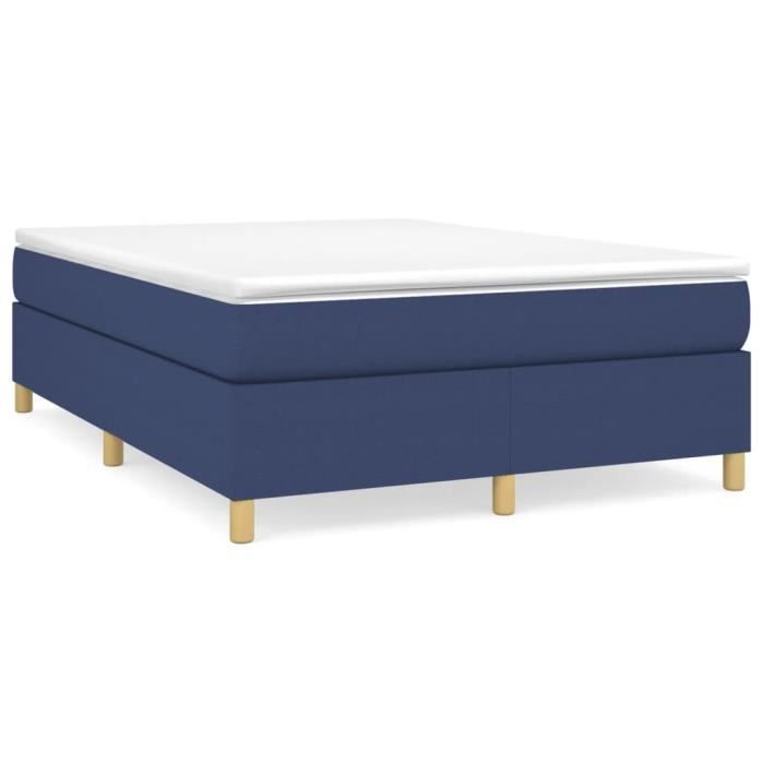 3144520 vidaXL Lit à sommier tapissier avec matelas Bleu 140x190 cm Tissu