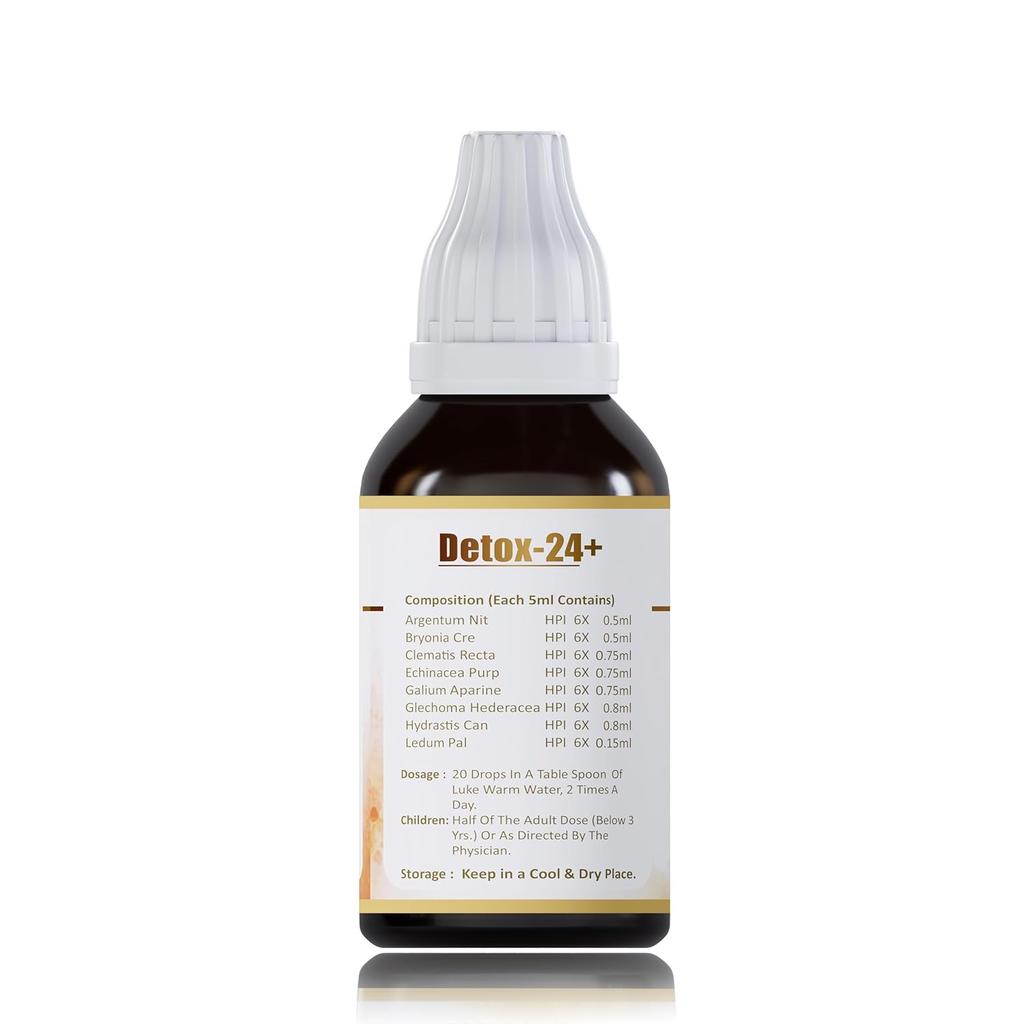 Jeena Sikho Detox-24+ Herbal Detox Drops Ayurvedic Wellness Supplement Natural Daily Balance Support 30 Ml Bottle