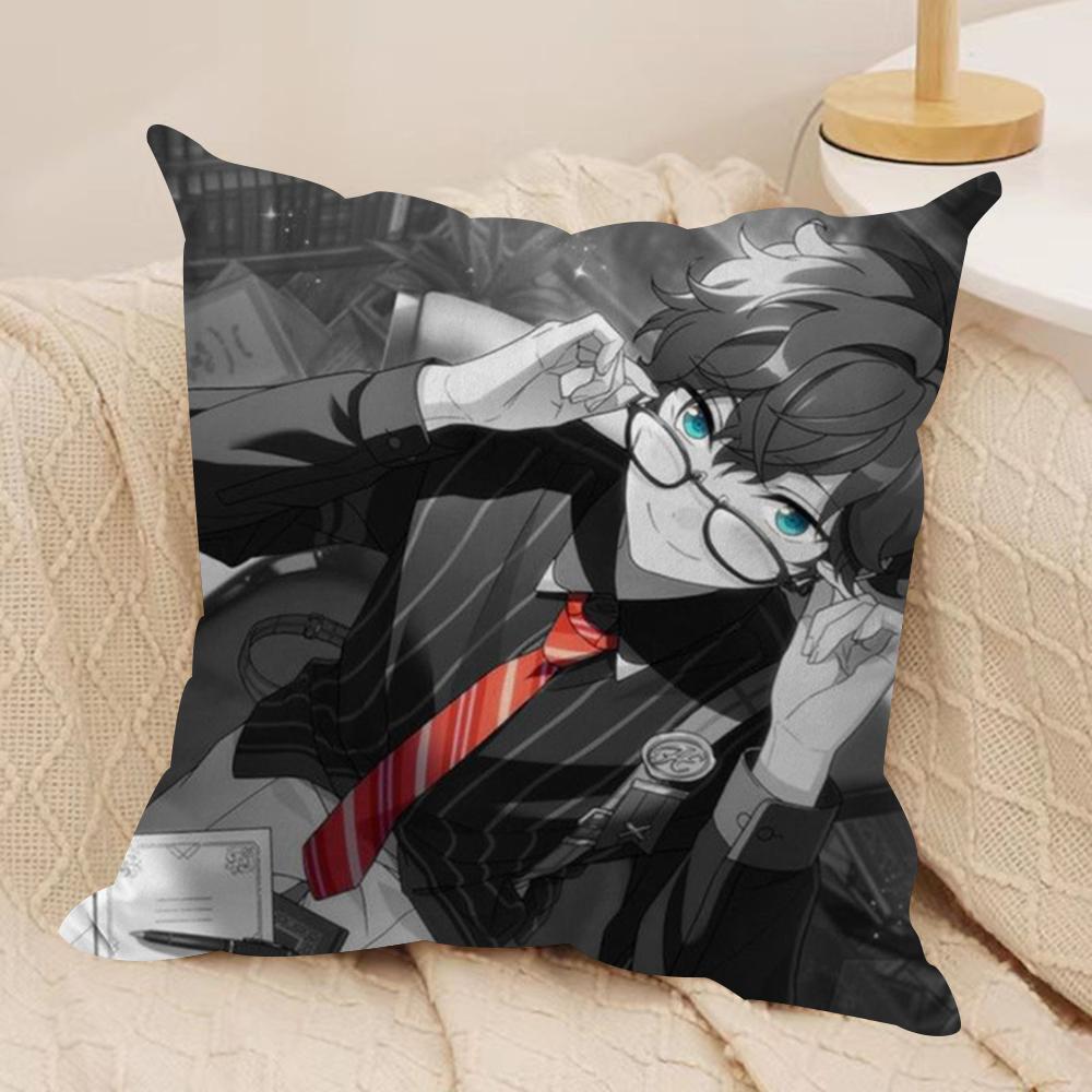 Cartoon EEnsemble Stars Cushion Cover Soft Plush Fabric DoubleSided Printed Sofa Cushion Cover for All Seasons Home Decor Gift