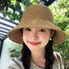 Summer new seaside photo big brim fisherman hat colorful dopamine foldable woven sunshade straw hat women