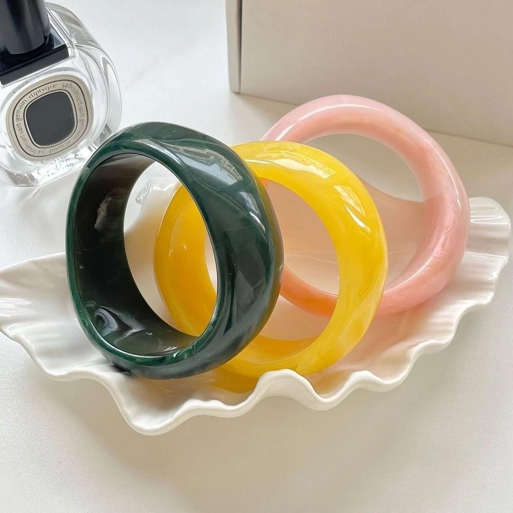 Bohemian Acrylic Bangle Smudging Transparent  Hand Ring Temperament Irregular Wide Bracelet  Gift