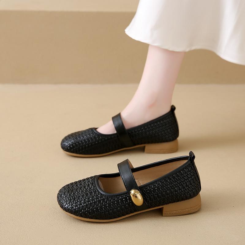 Fashion Word with Breathable Mary Jane Shoes Women's Summer New Versatile Flat Bottom Shallow Mouth Single Shoes