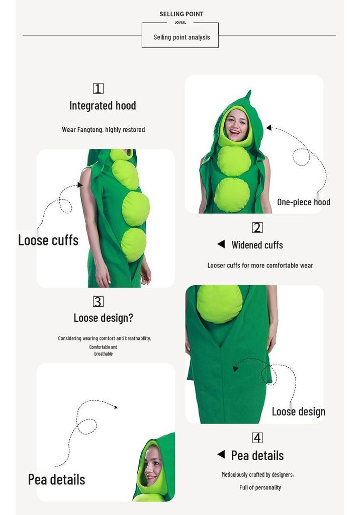 Halloween Pea Costume Jumpsuit for Cosplay & Role-Playing