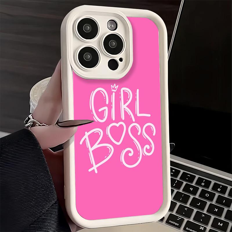 Phone Case for iPhone 17 Air 16E 15 16 Pro Max Girl Boss Lady Pink Cover 14 Plus 13 12 Mini Soft Shell Silicone Fundas