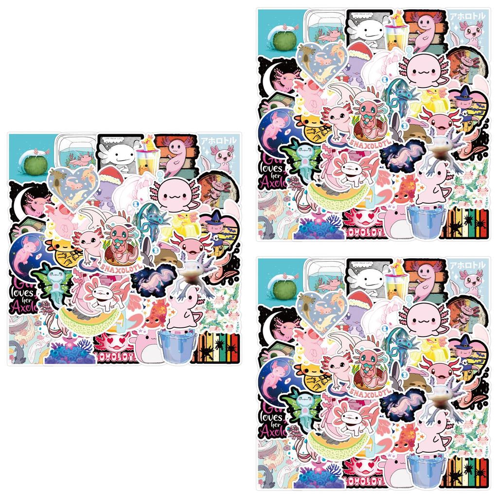 Cute Axolotl Stickers 50 Waterproof Cartoon Decals For Diy Laptop Phone Suitcase