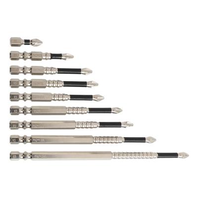 Set of 9 Magnetic Screwdriver Bits Alloy Steel PH2 Long Anti Slip Design