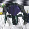 Men Jacket Color Block Hip Hop Zipper Autumn Letters Turndown Collar Coat Windbreaker Streetwear