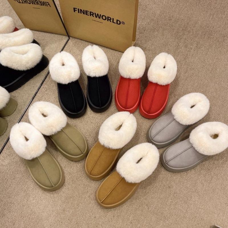 Thick-soled Fur Integrated Warm Snow Boots Women's Shoes New Autumn and Winter Piled Thickened Fluffy Shoes Cotton Shoes