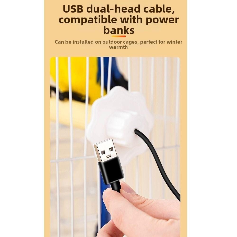 Non-slip USB Heated Bird Perch Easy To Install Rounded Safe Edges Bird Cage Warmer Stick Smooth Corner Sectional Heat