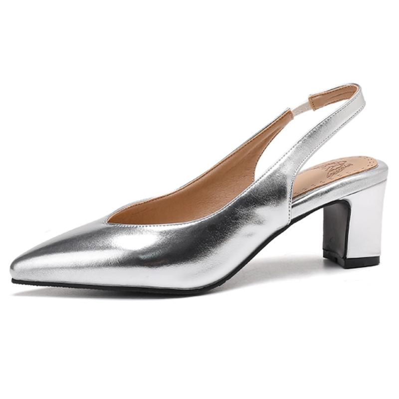 

Luxury Women s High Heels Fashion Slingback Gold Silver Short Heeled Party Wedding Shoes Ladies Point Dress Pumps Elegant 2025 39 срібний