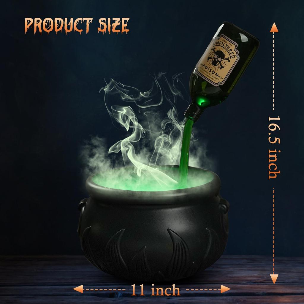 DIY Floating Potion Set with Witches Cauldron and Mist Maker Halloween Decor Spooky Vintage Black Bowl Hocus Pocus Party Decor