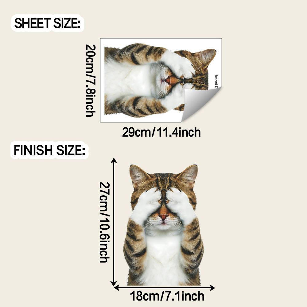 

Creative Shy Cat Covering Eyes Bathroom Wall Decal Self Adhesive Removable Home Decor 20x29CM разноцветный