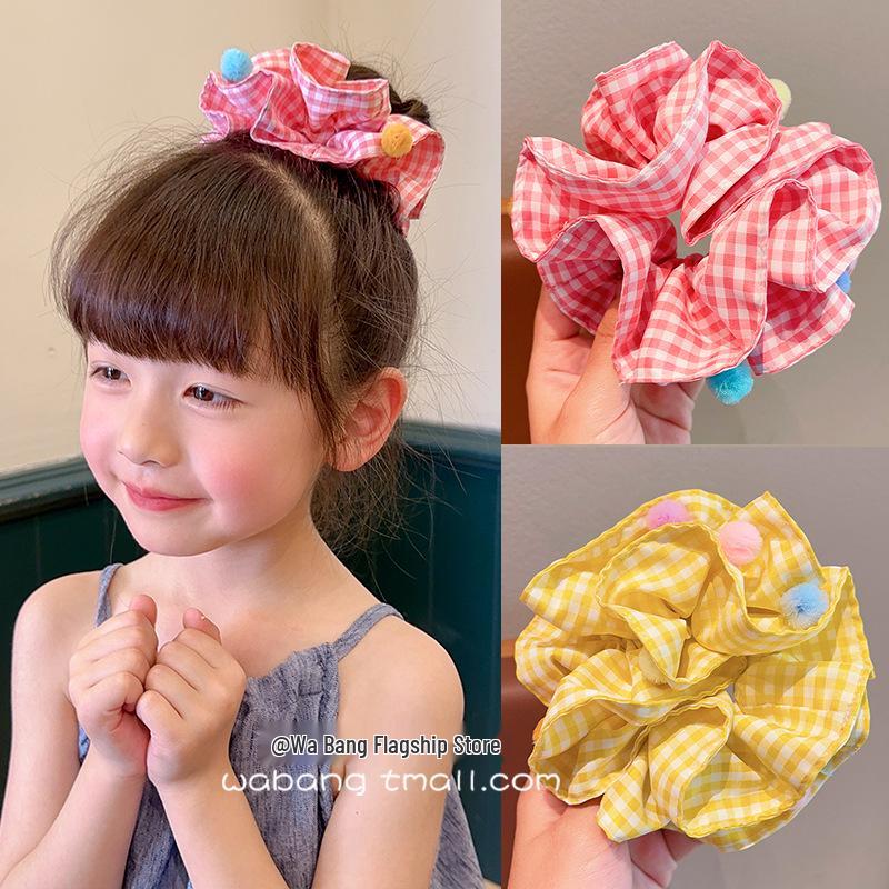 

Furry Scrunchies for Girls: 2025 New Hair Ties with Fur Ball Accessory 1#Pink Plaid