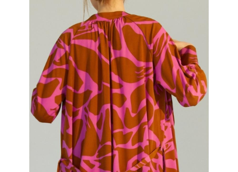 Ellichoi Nolita Printed Shirt Dress [Fuchsia]