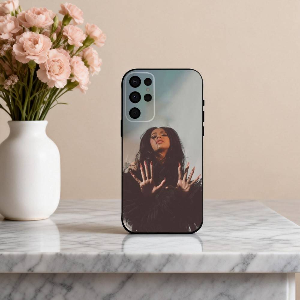 Selbstbewusste C-Cardi B Sängerin Handyhülle Für Samsung S25,24,23,22,30,21,10,9,Ultra,Plus,Lite,FE,4,5 G Weiche Schwarze Hülle