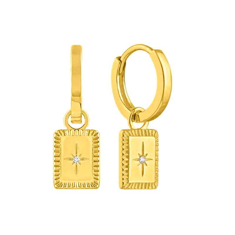 925 Silver Needle Square Pendant Hoop Earrings Vintage Gold Earrings For Women Shell Pendant Earring Fashion Jewelry Accessories